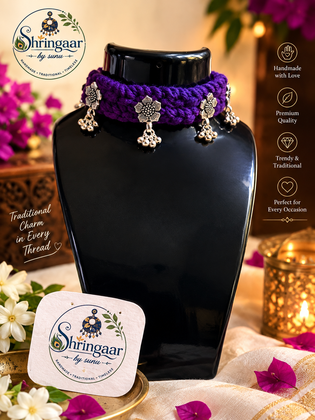 PURPLE NAVRATNA CHOKER