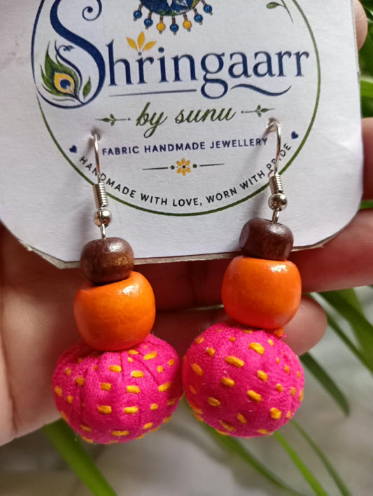 PINK ORANGE POTLI EARRINGS
