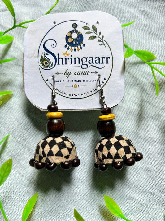 CHECKERED PRINT FABRIC JHUMKA