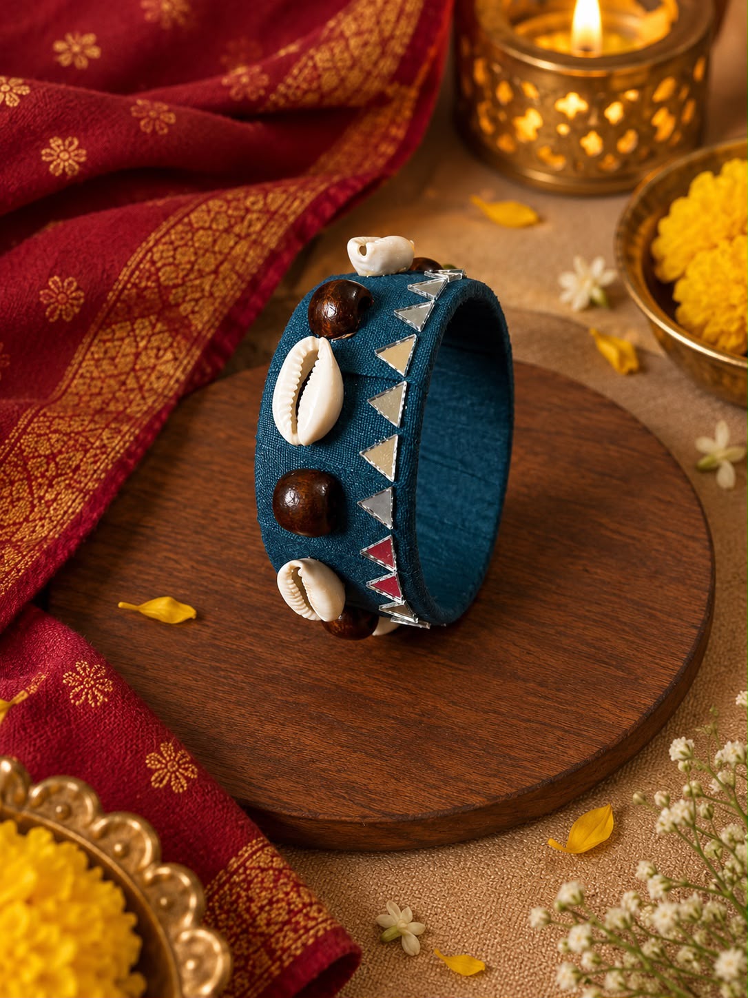 PEACOCK GREEN MIRROR BANGLE