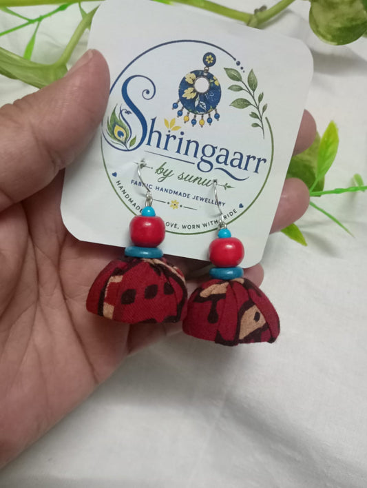 RED FABRIC JHUMKA