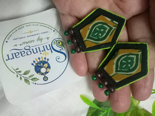 GREEN PANCHAMI FABRIC EARRINGS