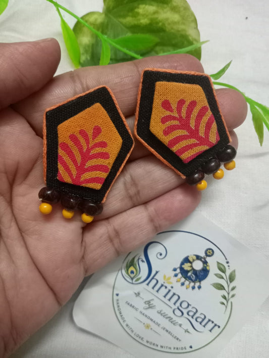 ORANGE PANCHAMI FABRIC EARRINGS