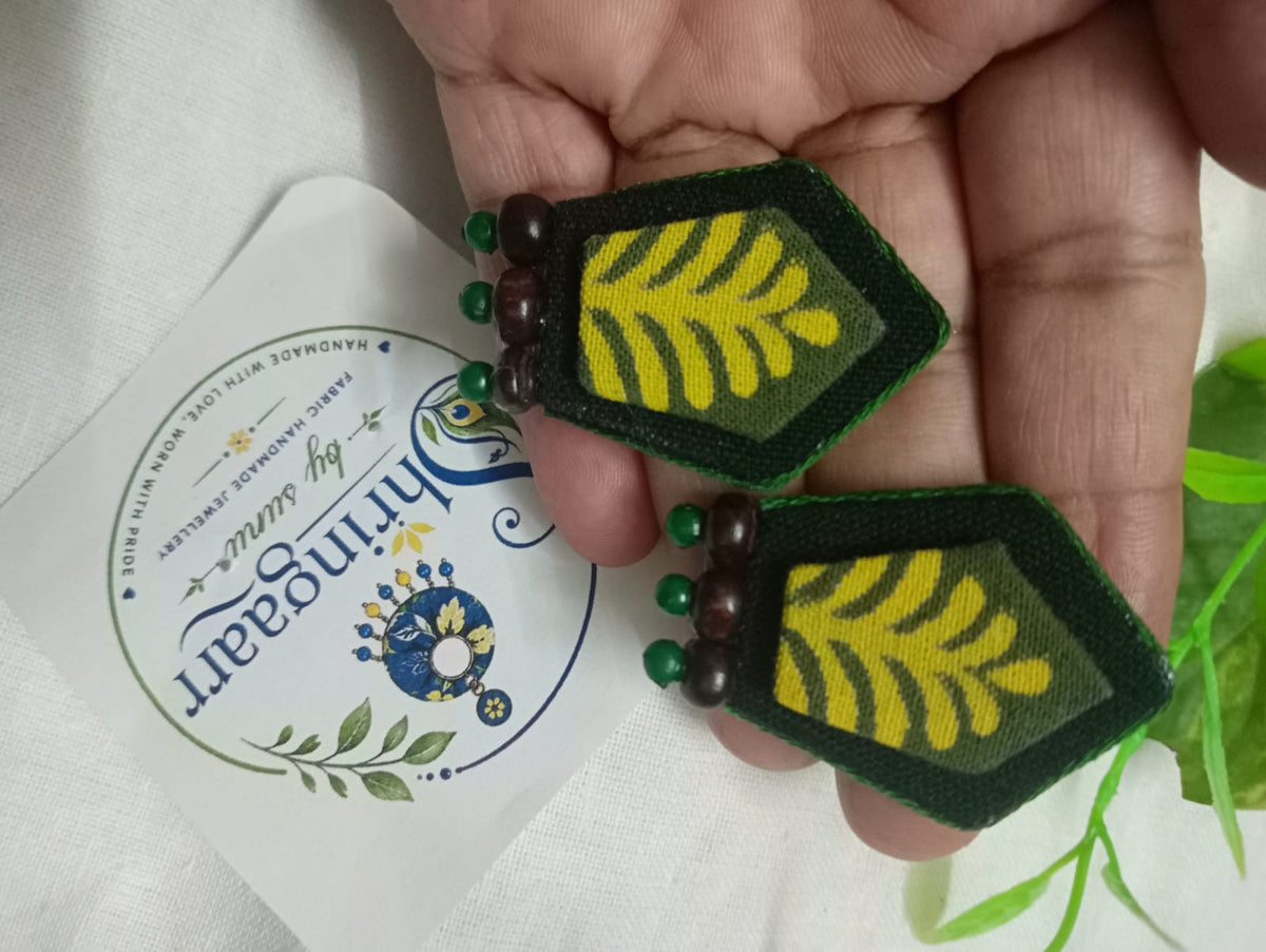 YELLOW LEAF PANCHAMI FABRIC EARRINGS